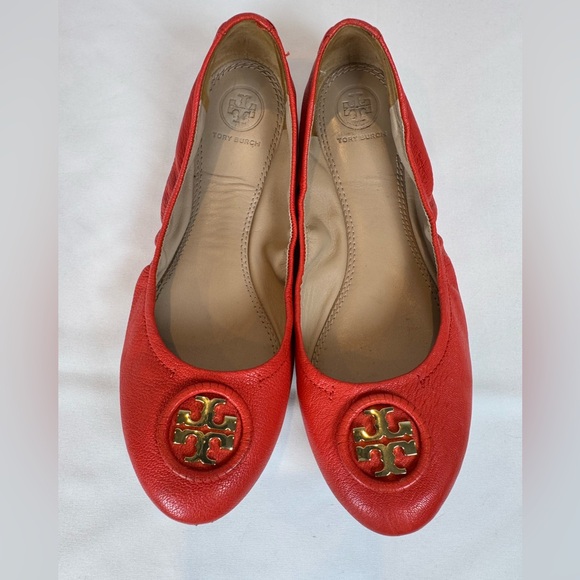 Tory Burch Allie Ballet Flats | Samba Orange / Coral Red - Picture 5 of 14